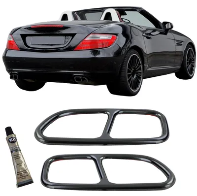 Produktbild von Endrohr Edelstahl Blenden schwarz 4 Rohr Optik für Mercedes SLK R171 2008-2011
