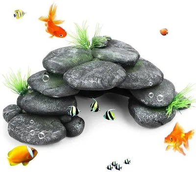 Produktbild von Dekoration für Aquarien: Felsformation – Harzhöhle mit grünem Gras – Versteck für Aquarien – Landschaft aus Polyresin – Multifunktional – Sicher für Haustiere – Aquariumdekoration