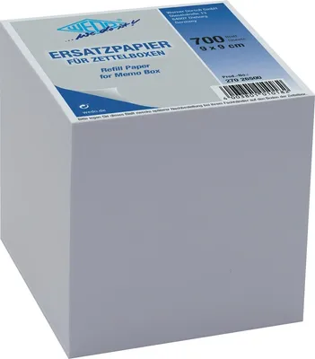 Produktbild von Zettelbox Ersatzpapier 9x9cm weiß Packung mit 12 Stück