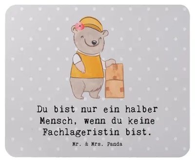 Produktbild von Mr. & Mrs. Panda Mousepad Fachlageristin Herz - Grau Pastell - Geschenk, Mauspad, Ausbildung, computer, pc, Witzig, Lustig, Spruch, Mouse Pad, mousematte