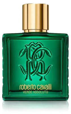 Image de Roberto Cavalli Verde Assoluto Uomo, hommes, 100 ml, clou de girofle, orange, poivre rose, genièvre, élémi, cardamome, lavande, géranium, bois de cèdre, patchouli, cuir, ambre, spray