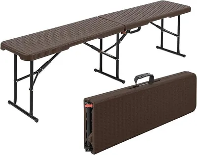 Produktbild von - Kunststoff Bierzeltgarnitur Klappbar mit Tragegriffe, Biertischgarnitur, Festzeltgarnitur, Bierbank (Gartenbank Kagawa) 183x43x28 cm