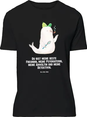 Produktbild von Mr. & Mrs. Panda Größe L T-Shirt Robbe Sherlock - Schwarz - Geschenk, Tshirt, Lustige Sprüche, mit Spruch, Shirt