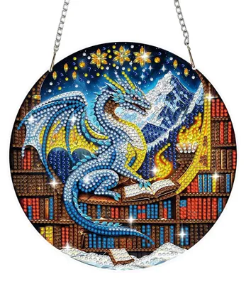 Obrázek produktu pro Sada pro tvoření obrázků technikou "diamond painting" s motivy květin a dinosaurů. Vhodné jako dekorace na okna, pro dospělé i děti