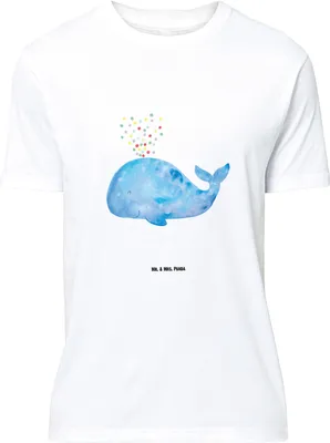 Produktbild von Mr. & Mrs. Panda Größe L T-Shirt Wal Konfetti - Weiß - Geschenk, Wale, Meer, Diät, Shirt, Geburtstag, Tshirt, Motivation, Trennung, mit Spruch