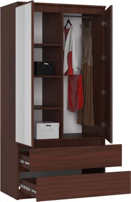 Produktbild von AKORD Furniture Factory SP0PSYSWENLUST, Wenge, Garderobe, 4 Regale, 2 Tür(en), Matt, Drehtür