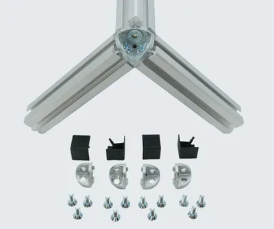 Produktbild von 4x Eckwinkel mit Abdeckkappe für 40x40 Aluprofil Nut 8