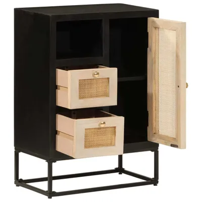 Immagine prodotto di Credenza Nera 55x30x76 cm in Legno Massello di Mango e Ferro
