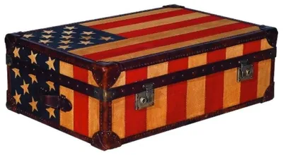 Zdjęcie produktu dla Casa Padrino luksusowa skrzynia Stars & Stripes 90 x 60 x H. 30 cm - stolik kawowy do salonu w kształcie walizki