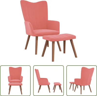Produktbild von The Living Store Relaxsessel mit Hocker Rosa Samt