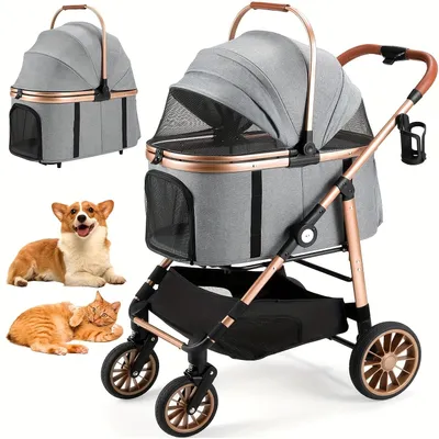 Image de Chariot pour chiens - Chariot pour animaux de compagnie - Cage de transport - Chariot pour chats - Pliable