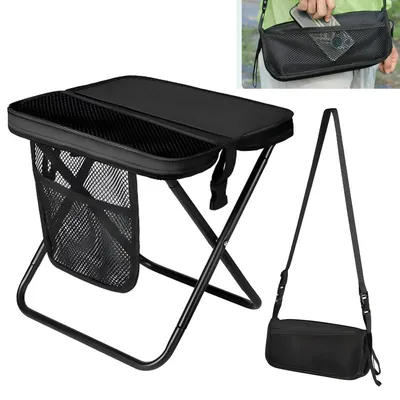 Produktbild von Klapphocker Campinghocker Faltstuhl - Klappbar - 0,68 kg - 150 kg Tragfähigkeit - Schwarz