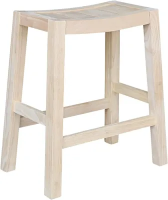 Productafbeelding van Houten Kruk - Zitje - Klaar voor afwerking - Massief parawood - 61 cm hoog - Natuurlijk hout