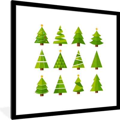 Produktbild von MuchoWow® MuchoWow® Gerahmtes Poster Muster - Weihnachtsbaum 40x40 cm - Poster mit zchwarzem Bilderrahmen - Poster - Plakat im Rahmen