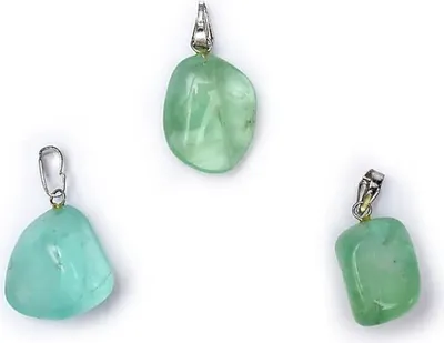Image de Broche de pendentif en pierre précieuse de fluorite verte percée - ± 2-3 cm paquet de 5 pièces - ± 2-3 cm