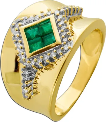 Produktbild von Smaragdring Gold 585 14K grüne Smaragde 0.8ct Brillanten 0.36ct 18