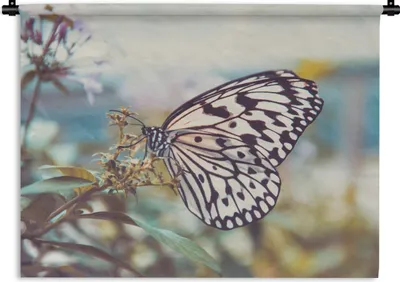 Produktbild von MuchoWow® Wandteppich Wandbehang Schmetterling - Blumen - Frühling 60x45 cm Tapisserie Dekoration Wandtuch - Das Schlafzimmer