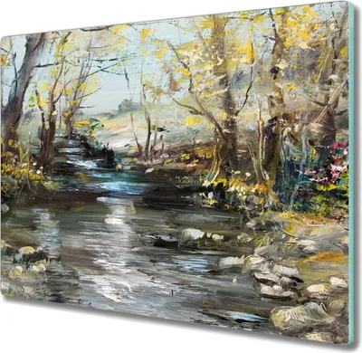 Produktbild von Coloray Kochplattenabdeckung Herdabdeckplatte 60x52 cm Hackbrett Schneidebrett Küchenbrett - Baum Fluss