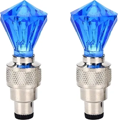 Produktbild von 2Pcs Diamond Shape Auto Motorrad Fahrrad Reifen Reifenventilkappen Dekoratives LED-Licht Blau