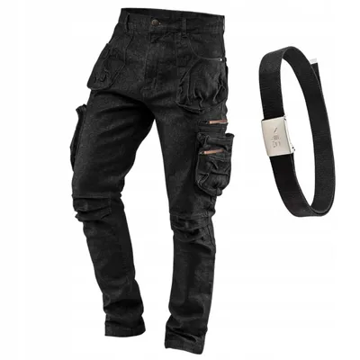 Produktbild von NEO TOOLS Denim Arbeitshose Herren mit Gürtel - Strapazierfähige & Universelle Arbeitshose Multi Taschen | Gr. M