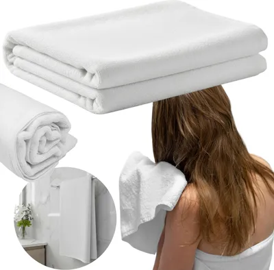 Obrázek produktu pro RYCHLESCHNOUCÍ Bílý hotelový ručník, koupelnový ručník 100% BAVLNA 70x140 cm SILNÝ 480 g/m2