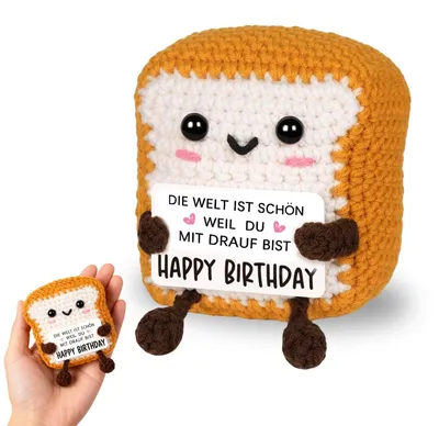 Handgemachter Toast-Glücksbringer aus Wolle, Motivationsfigur, 7x5,5x8,5 cm