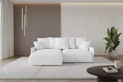 Produktbild von ALTDECOR Ecksofa mit Schlaffunktion und Bettkasten ONESK-L-v1 216x177x72 cm  Weiß - Corner Sofa Eckcouch Couch L-Form  angeordnet Schlafcouch Ausziehbar Wohnlandschaft