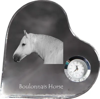 Produktbild von Boulonnais-Pferd - Kristalluhr mit einem Pferdebild, Herzregal-Uhr, personalisierte Standuhr der Marke Art-Dog