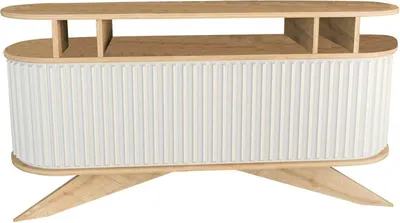 Produktbild von Kommode Zaurak, Wohnzimmerbuffet, Wohnzimmer-Sideboard, Moderne Küchen-Speisekammer, 150x43h75 cm, Eiche und Weiß