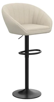 Image de Tabouret de bar - Tabouret de comptoir réglable en hauteur - Pivotant - Assise rembourrée en tissu - Structure en métal - Design moderne - Couleur ivoire