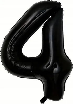 Produktbild von Ballon, Zifer 4, Schwarz, Aus Folie, In Forme Der Ziffer 4, 100 Cm, Für Eine Feier