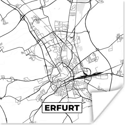 Produktbild von MuchoWow® Poster Erfurt - Stadtplan - Karte 50x50 cm - Wohnzimmerdekoration