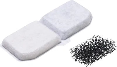 Produktbild von Filterset für sauberes Wasser, kompatibel mit Beeztees Trinkbrunnen Sjors, 3 Schwammfilter, 5 Kohlefilter, 11 x 6,5 x 5 cm