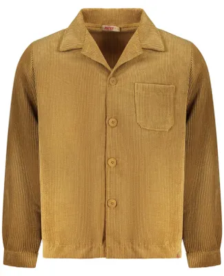 Image de Chemise marron pour homme en velours avec poche poitrine et boutons