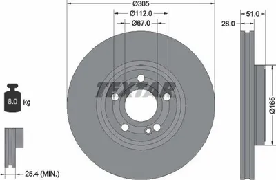 Produktbild von 2x TEXTAR Bremsscheibe 92323405 passend für MERCEDES-BENZ A-Klasse (W177) 51mm