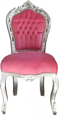 Produktbild von Casa Padrino Barock Esszimmerstuhl Pink/Silber ohne Armlehnen