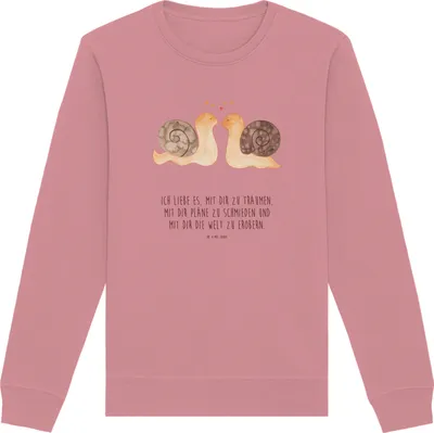 Produktbild von Mr. & Mrs. Panda Baumwoll Sweatshirt Schnecken Liebe Größe L - Canyon Pink - Geschenk, Pullover, Sweater, Jahrestag, Pärchen, Ehe, Pulli, Freundin, Verliebt, Träume