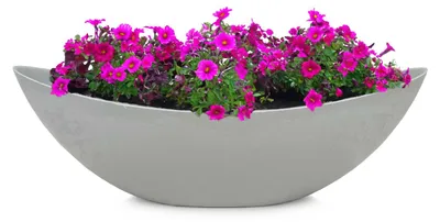Produktbild von Große ovale Pflanzschale Jardiniere 39 cm in Stein-Optik hell-grau
