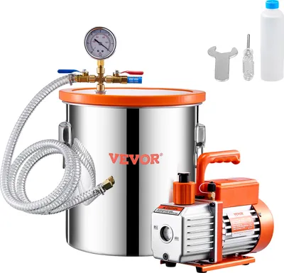 Immagine prodotto di VEVOR Camera da vuoto da 18,93 l e pompa da 3,5 CFM, camera in acciaio inox, pompa da vuoto monostadio Set di camere di degassificazione per il degassamento di resina, silicone, resina epossidica