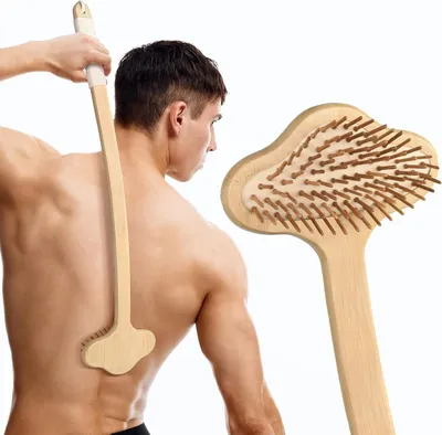 Productafbeelding van Oversized rugkrabber met gebogen handvat – 56 cm lange krabber voor het lichaam