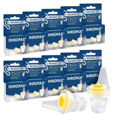 Produktbild von OHROPAX Music Ohrstöpsel 10x1 Paar – Musik-Gehörschutz mit Filter