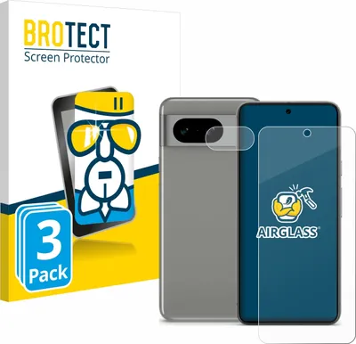 Produktbild von 3x BROTECT Schutzglas für Google Pixel 8 (Display+Kamera) Schutzfolie Panzer Folie Glas Display Schutz klar