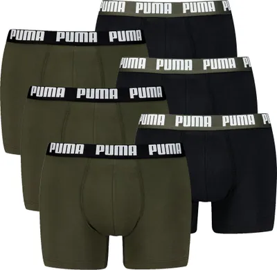 Produktbild von PUMA Herren Boxershorts, 6er Pack - Everyday Basic Boxers 6P, Baumwolle Stretch, einfarbig Schwarz/Grün M