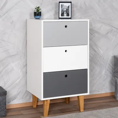 Produktbild von Jugendzimmer - Kommode Syrina 17, Farbe: Weiß / Grau - Abmessungen: 96 x 54 x 45 cm (H x B x T)