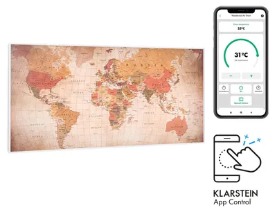 Obrázok produktu pre Klarstein Infračervený ohrievač s termostatom, elektrický ohrievač 700 W, infračervený ohrievač smart home pre montáž na stenu, IR s ovládaním pomocou aplikácie IoT/WiFi, plochý ohrievač odolný voči vlhkosti, nástenný ohrievač bez CO2