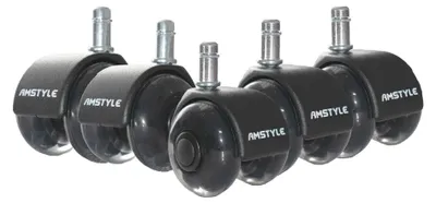 Produktbild von FineBuy 5er Set leichtgängige Universal-Schwerlastrollen Schwarz Bürostuhl 11 mm Durchmesser 50 mm Leise Premium Hartbodenrollen Bürostuhlrollen