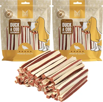 Produktbild von Hundeleckerlis - Soft Entenstreifen Sandwich, gesunde Nahrungsergänzung, natürliche Soft-Leckerlis ideal für kleine und große Tiere 1000g