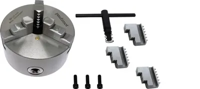 Produktbild von PAULIMOT 3-Backen-Futter für Drehbank, 125 mm mit 3-Loch-Aufnahme