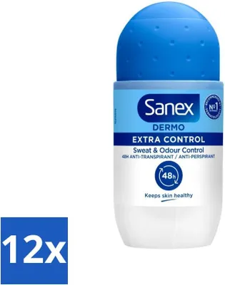 Image de Déodorant à bille Sanex Dermo Extra Control Protection supplémentaire contre les odeurs 50 ml - Pack économique - 12 pièces