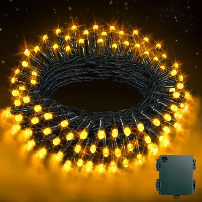 LED-Lichterkette 5 m, 50 warmweiße LEDs, batteriebetrieben, IP44